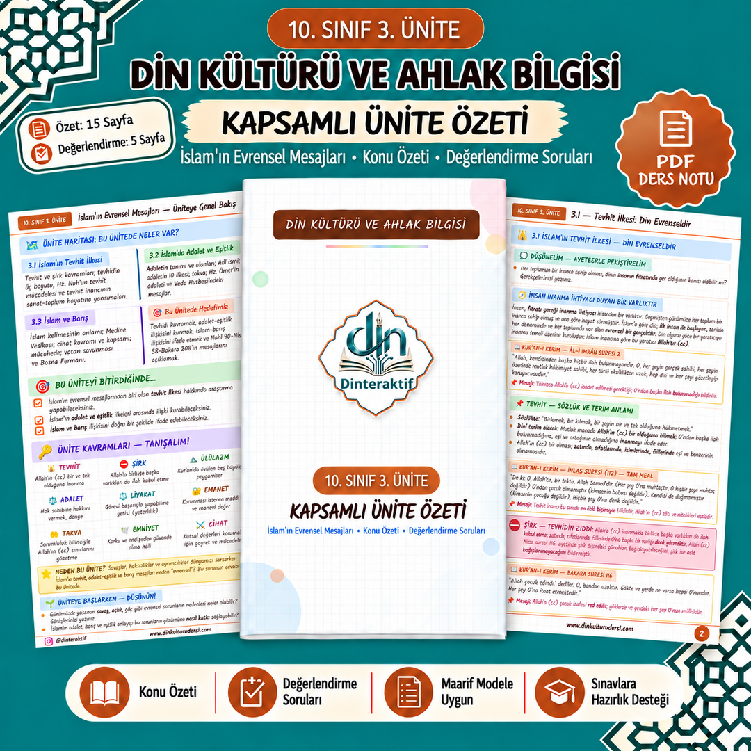 10. SINIF 3. ÜNİTE KAPSAMLI ÖZET -DEĞERLENDİRME