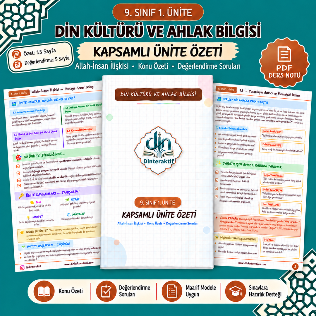 9. SINIF 1. ÜNİTE KAPSAMLI ÖZET -DEĞERLENDİRME