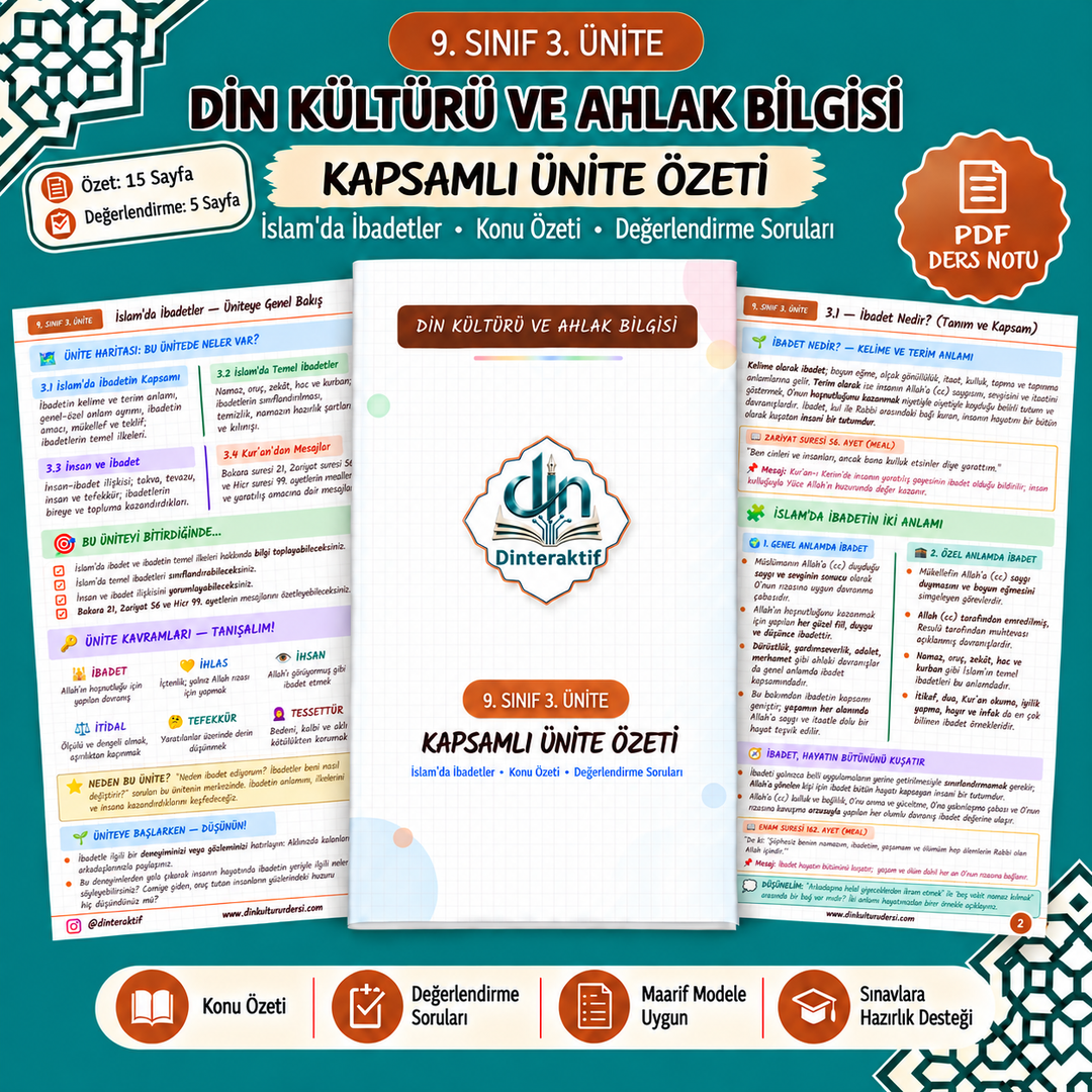 9. SINIF 3. ÜNİTE KAPSAMLI ÖZET -DEĞERLENDİRME